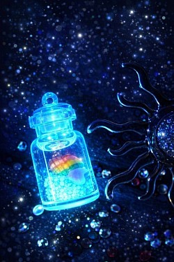 Fiole bleu lumineuse dans la noirceur de la nuit 6.00 LIVRAISON INCLUSE  a partir de 2 Articles