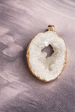 Pendentif cluster tranche cristal 6 euro moyen format