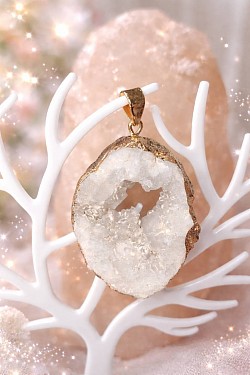 Pendentif  tranche quartz 8 euro moyen format